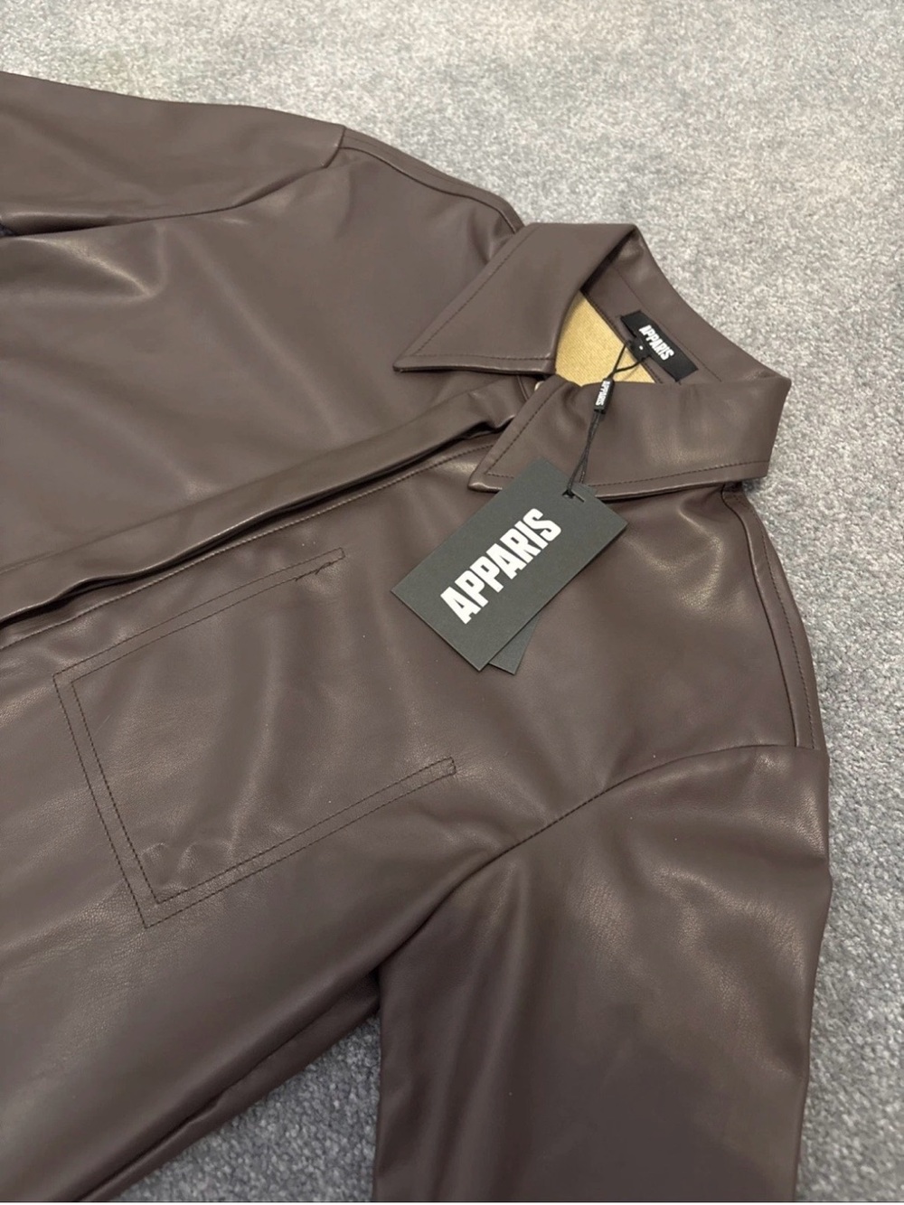 APPARIS Brown Vegan Leather calo Dress Women’s Size Small